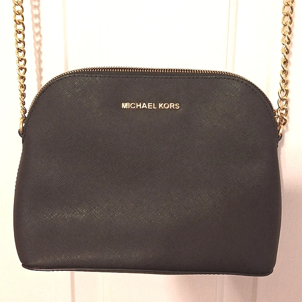 MICHAEL KORS | Black, Gold Shoulder Bag